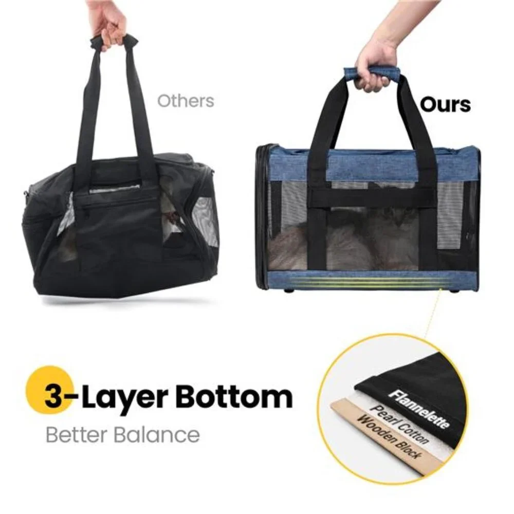 Medium Cat Carrier,Foldable Soft-Sided Cat Carrier,Airline Approved Cat